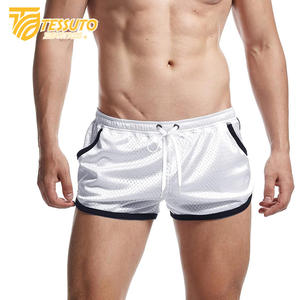 Haute qualité hommes et femmes Gym Fitness athlétique Shorts de course séchage rapide respirant maille rayé fermeture éclair poches plaine teint - Product Image 5