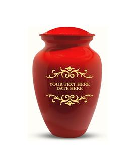 Personalized Human Cremation Urn for Adult Ashes Men & Woman Engraved Brass Urn with Name <b>Date</b> Headstone Shape <b>Red</b> Custom Size - Product Image 2