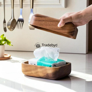 Elegant Premium Quality Wooden Tissue <b>Box</b> & Holder <b>Floral</b> Pattern Engraved Design for Living Room Dining Table Decor Tradebyd - Product Image 4