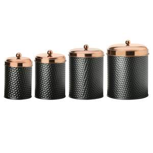 Premium stainless steel airtight metal <b>kitchen</b> <b>canister</b> <b>set</b> with modern lids for <b>kitchen</b> countertop tea coffee - Product Image 4