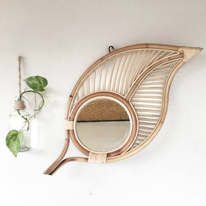 Espejo decorativo duradero en forma de hoja de ratán, muebles con espejo tradicionales elegantes para decoración de paredes, productos destacados - Product Image 3
