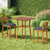 Ensemble de table de bar pliable en bois d'acacia massif, 3 pièces, design contemporain, pour l'extérieur, la maison, le bureau, l'hôtel, l'école