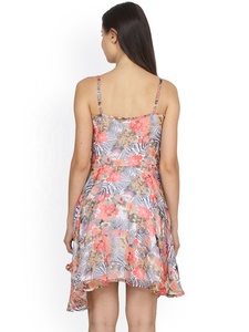 Robes mi-longues plissées en mousseline de soie à imprimé floral, col en V, sans manches, dos nu, style bohème, pour femme, collection automne 2026 - Product Image 4