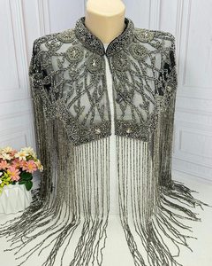 Robe poncho en Satin de Style irakien élégant bal formel antistatique respirant perles artisanales cristaux dentelle perle motif de fête - Product Image 1