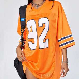 Camiseta de fútbol americano de talla grande OEM ODM para hombre, camiseta cuadrada transpirable de manga corta, moda urbana, sublimación personalizada, Verano - Product Image 2