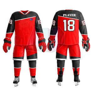 Ensemble complet d'uniformes de hockey sur glace, impression personnalisée de numéro et de nom, 100% polyester respirant et anti-humidité pour les équipes adultes et les écoles - Product Image 1
