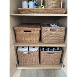 Cesta rectangular de ratán beige, cesta de almacenamiento hecha a mano, venta al por mayor, ecológica, hecha en Vietnam - Product Image 6