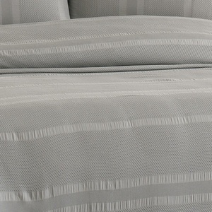 Guzide Amara <b>Grey</b> 4-Piece Customized Classic Luxury Home <b>Bedspread</b> Set 100% Chenille Organic Woven Striped Washable Anti - Product Image 4