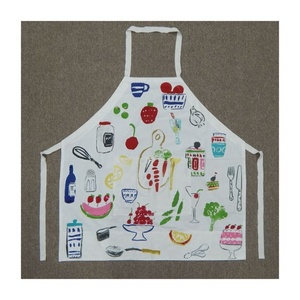 Accessoire de cuisine toile de coton imprimée pour tablier de cuisine résistant à l'huile avec poches et ceinture réglable tablier à bavette sans manches - Product Image 1