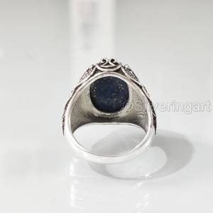 Anillo de Plata de Ley 925 con Piedra Preciosa de Lapislázuli Afgano Natural para Hombre, Venta al por Mayor, Todas las Tallas, Regalo de Navidad, Joyería Fina Árabe - Product Image 6