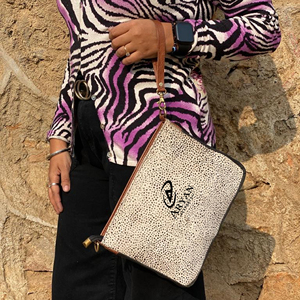 กระเป๋าสะพายข้างมือถือหนังขนสัตว์พิมพ์ลายสัตว์สไตล์ตะวันตกใหม่กระเป๋าสะพายคาดลำตัวหนังขนสัตว์ทำด้วยมือคุณภาพสูง - Product Image 1