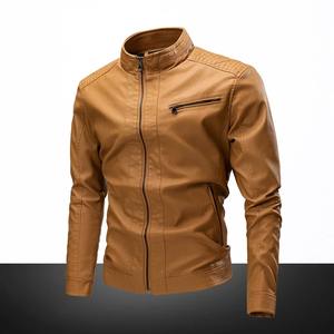 Chaqueta de cuero de estilo informal para hombre de alta calidad Color sólido Venta al por mayor Lona y piel de vaca Prendas de abrigo con estilo - Product Image 2