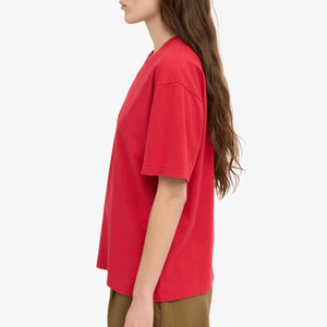 T-shirt décontracté pour femme en jersey d'été, col rond, gris chiné, coupe ample et oversize, 100 % coton respirant et à séchage rapide, qualité supérieure - Product Image 5