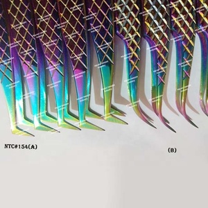 Pinzas de extensión de volumen al por mayor, 90 grados, agarre de diamante, acero inoxidable, puntiagudas, NQLASH - Product Image 3