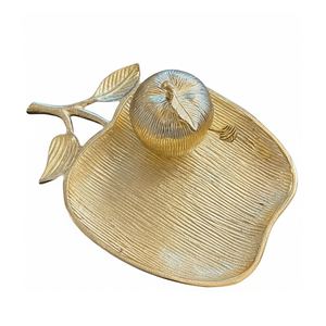 Juego de Recipientes Decorativos de Metal Dorado con Tapa en Forma de Manzana, Modernos y Texturizados, para Joyas, Centro de Mesa para Café - Product Image 2