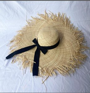 Nuevo sombrero de Sol de ala ancha de verano al por mayor paja de rafia plegable con cinta estilo liso para material de algas marinas de viaje - Product Image 2