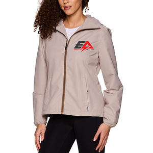 Chaqueta deportiva Softshell de talla grande para mujer de alta calidad, de secado rápido, a prueba de viento, impermeable, con capucha, cremallera, estampado relleno de algodón para invierno - Product Image 1