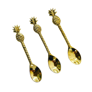 Ensemble de couverts de luxe plaqué or en forme d'ananas, design classique unique en laiton, finition miroir, sans BPA, écologique, pour hôtels - Product Image 1