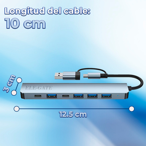 Docking Station a 7 Porte Type-C con 2 X USB 3.0, 3 X USB 2.0, 1 X USB C/DC, Adattatore di Uscita Type C Incluso - Product Image 4