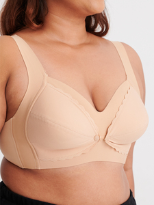 Soutien-gorge d'allaitement adulte de qualité supérieure confort toute la journée tissu Latex respirant sans couture bouton avant conception solide soutien-gorge bref ensembles - Product Image 4
