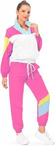 Conjunto retro de los años 80 para mujer: chándal de 2 piezas, chaqueta y pantalones cortavientos, ropa deportiva de hip hop, estilo informal Vintage para mujer - Product Image 2