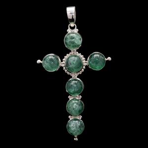 Colgante de cruz de plata de ley 925, cuarzo Esmeralda, chapado en rodio, sin níquel, sin plomo, Collar personalizado para mujer, joyería a granel MOQ baja - Product Image 4