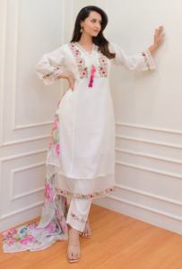 Trendmalls, arte étnico para mujer, seda, bordado Floral, secuencia de trabajo, con Dupatta Salwar () para boda - Product Image 4