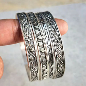 925 argent Sterling plaqué 4 de l'ensemble Boho Texture Vintage bahaméen Bracelet empilable Bracelet pour les femmes mode bijoux en gros - Product Image 1