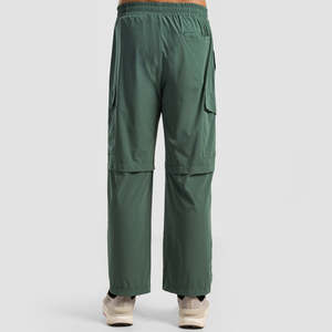 Pantalon cargo ample à taille basse en tissu de laine pour homme avec logo personnalisé, rayures et fermetures éclair décoratives disponibles, vert, tailles XL à 6XL - Product Image 3