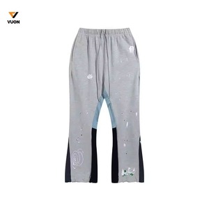 Pantalones de chándal de algodón de felpa francesa de alta calidad Unisex estilo Hip Hop de invierno pantalones de chándal personalizables de pierna ancha descoloridos para mujer - Product Image 1