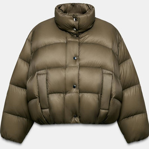 Veste bouffante col haut et manches longues avec poches avant/doublure intérieure en polaire veste à col zippé avec capuche réglable 2026 - Product Image 4