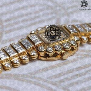Charm Jewells Luxury Women's Gold Tonneau <b>Watch</b> With <b>Diamond</b> Accents Hollow Out Dial Analog Quartz Movement 30mm - Product Image 3