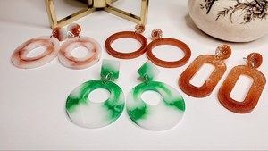 Pendientes de Resina de Alta Calidad Premium para Fiestas, Forma Redonda, Alta Demanda, Pendientes de Resina Epoxi de la Mejor Calidad, Estilo Europeo para el Hogar y Uso Diario - Product Image 6
