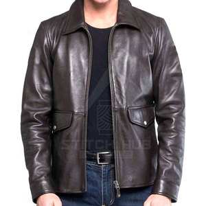 2025 Nueva chaqueta de cuero de piel de vaca para hombre a un precio razonable, ropa informal cálida de invierno transpirable con cuello levantado, estilo callejero - Product Image 1