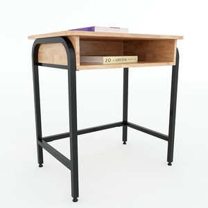 UNI 02 Single <b>Study</b> <b>Desk</b> for School Modern Rubberwood Frame Powder-Coated Iron Legs Powder-Coated Iron Legs Drawer <b>Desk</b> - Product Image 1