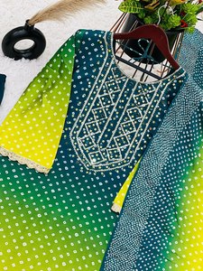 Gujarati Xu Hướng All-Over Gương Làm Việc Bandhani Mô Hình <span class=keywords><strong>Salwar</strong></span> Phù Hợp Với Đối Với Phụ Nữ Màu Sắc Tươi Sáng Ăn Mặc Với Giá Bán Buôn - Product Image 4