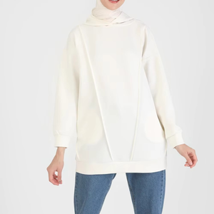 Sudadera con capucha de gran tamaño con cordón de alta calidad para mujer con mangas completas y hombro caído estilo modesto para invierno - Product Image 5