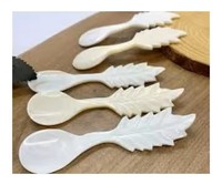 Cuillère à caviar en nacre naturelle de luxe, écologique, blanche, 9 cm, avec logo personnalisé, pour les fêtes