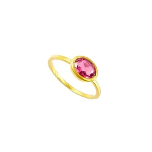 Ruby Quartz Gemstone Oval Shape Gold Vermeil 925 Sterling Silver Bezel Set Ring Stone Size10x8mm Birthstone Gemstone Silver Ring
