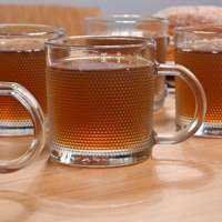 Tasses à thé en verre texturé - Lot de 6 - Design minimaliste transparent de luxe - Durables - Modernes - Compatibles lave-vaisselle et micro-ondes - Vaisselle cadeau