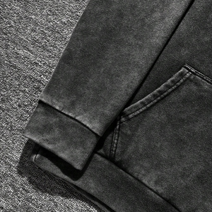 Sudadera con capucha de peso pesado lavada para hombre de algodón 100% de la mejor calidad, Térmica de gran tamaño personalizada para invierno, OEM, ODM, MOQ bajo, técnicas personalizadas - Product Image 3