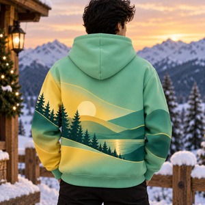 <b>Christmas</b> Inspired Custom Embroidered Printed 100% Cotton Fleece Hoodies Winter Pullover <b>Sweatshirt</b> Unisex OEM Wholesale - Product Image 3