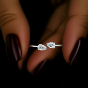 0.5 CTW Lab Grown White Gold IGI Certified Pear Cut Wedding Band VS Clarity Minimalist Anniversary Gift Rings - Product Image 1