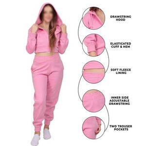 Conjunto Deportivo de Invierno para Mujer de Alta Calidad, Sudadera con Cremallera, Pantalones Jogger, Tela de Algodón Suave, Forro Polar, Secado Rápido, Transpirable, Estampado - Product Image 6
