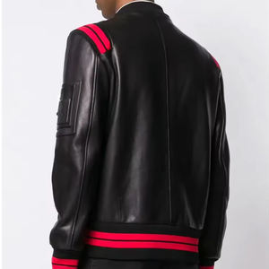 Confortable solide couleur personnalisée Slim Fit taille université veste hommes haut en cuir corps en cuir manches en cuir université veste pour hommes - Product Image 3