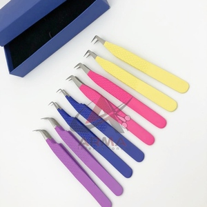Hot Selling 90 Degree Isolation Volume Eyelash Extension Tweezers Sustainable Stainless Steel <b>Pointed</b> Fiber Lash Tweezers - Product Image 4