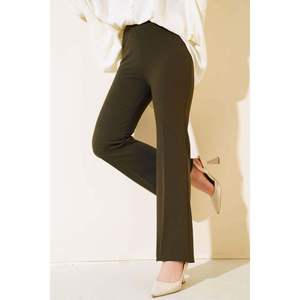 Dabıl pantalon évasé kaki espagnol jambe pantalon respirant tissé décontracté taille moyenne tailles XL et XS lavage coloré avec caractéristique froissée - Product Image 2