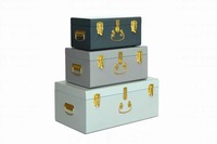 Ensemble de trois boîtes en métal doré mat Décoration de la maison Coffre de rangement pour cuisine Salle de bain Armoire-Chaussures et outils Organisation