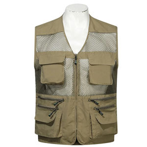 เสื้อกั๊กตกปลาแบบใหม่ คอวี ไร้แขน สำหรับฤดูใบไม้ผลิ ไซส์ใหญ่สำหรับผู้ชาย ผ้าตาข่าย กระเป๋าหลายช่อง สไตล์วินเทจ ยืดหยุ่นได้ - Product Image 3