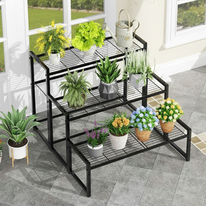 Estante para Plantas Ajustable <span class=keywords><strong>de</strong></span> Fábrica OEM, Soporte para <span class=keywords><strong>Macetas</strong></span> <span class=keywords><strong>de</strong></span> Jardín, Exhibidor <span class=keywords><strong>de</strong></span> 3 Niveles, Soporte Metálico para Plantas <span class=keywords><strong>de</strong></span> Interior y Exterior - Product Image 4